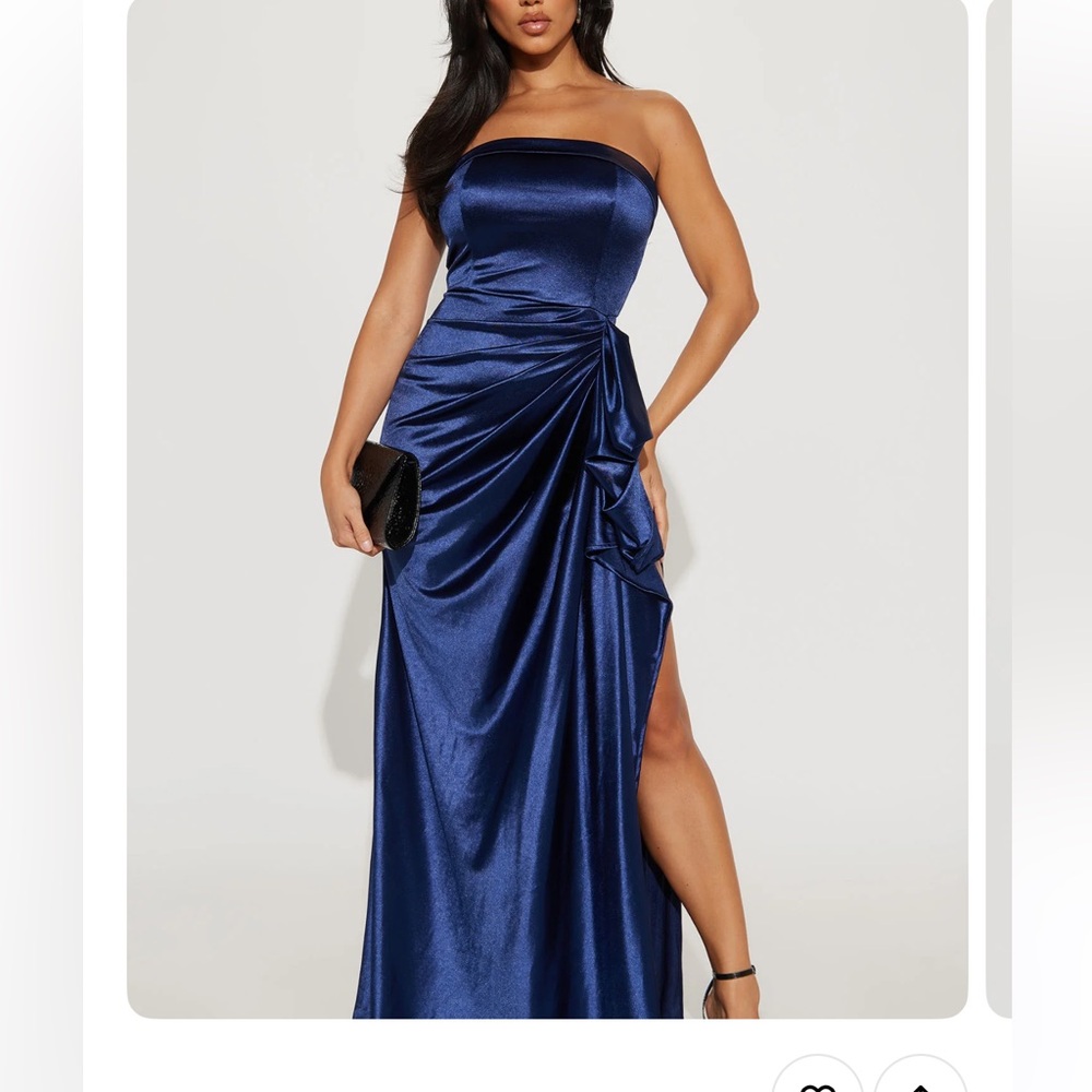 Elegant Blue Draped Gown